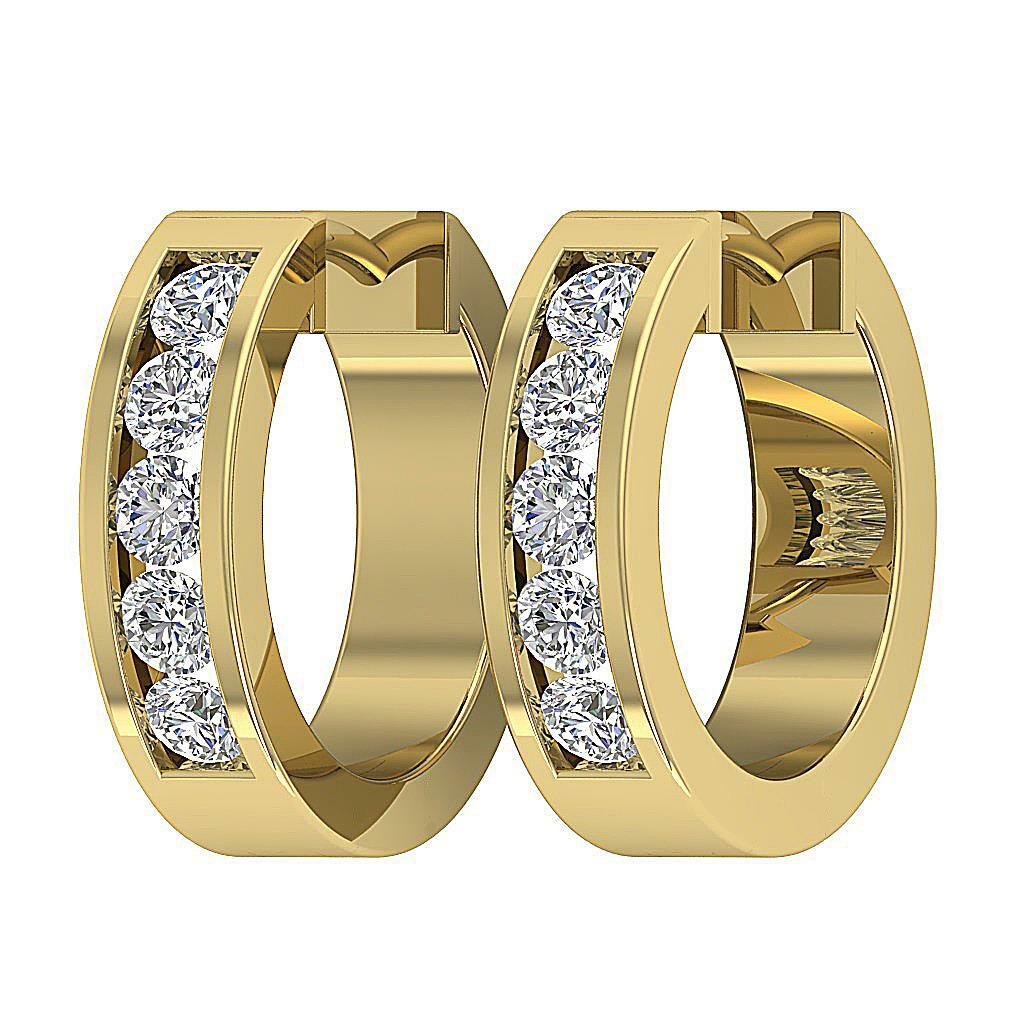Hoop Earrings I1 G Ct Natural Diamond 14K Yellow Gold Appraisal  Channel Set