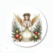 Vintage Christmas Angel Scrapbook Stickers Holiday Favors Labels Envelope Seals