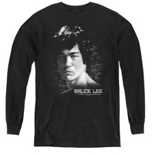 Bruce Lee Kids Long Sleeve Shirt Serious Portrait Black Tee