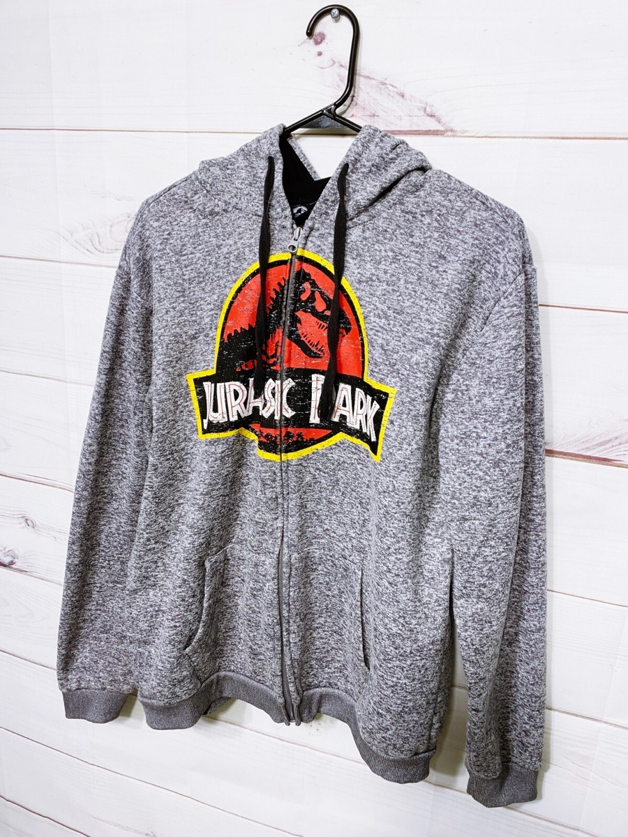 Jurassic Park Full Zip Hoodie Size L Gray Pockets Long Sleeve | eBay