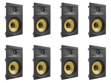 8 Pack - TDX 8" 2-Way In Wall Home Theater Surround Sound Speaker Flush White