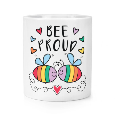 Portapenne Per Pennelli Trucco In Ceramica, Design Umoristico 'Attenzione Pazzo Ape Uomo', 9x8 Cm, Gift Base