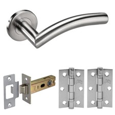 Door Handle Packs Satin Stainless Steel Handles for Standard and Bathroom Doors