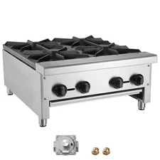 24" Commercial Gas Stove 4 Burners Countertop Cooking Hot Plate Propane Grates