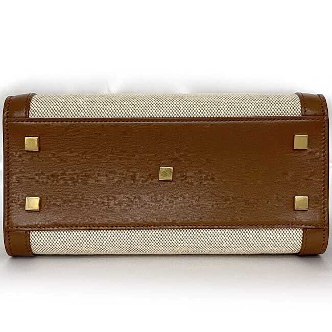 Borsa Saint Laurent 2 vie Uptown marrone beige 634747 buone condizioni tracolla tela