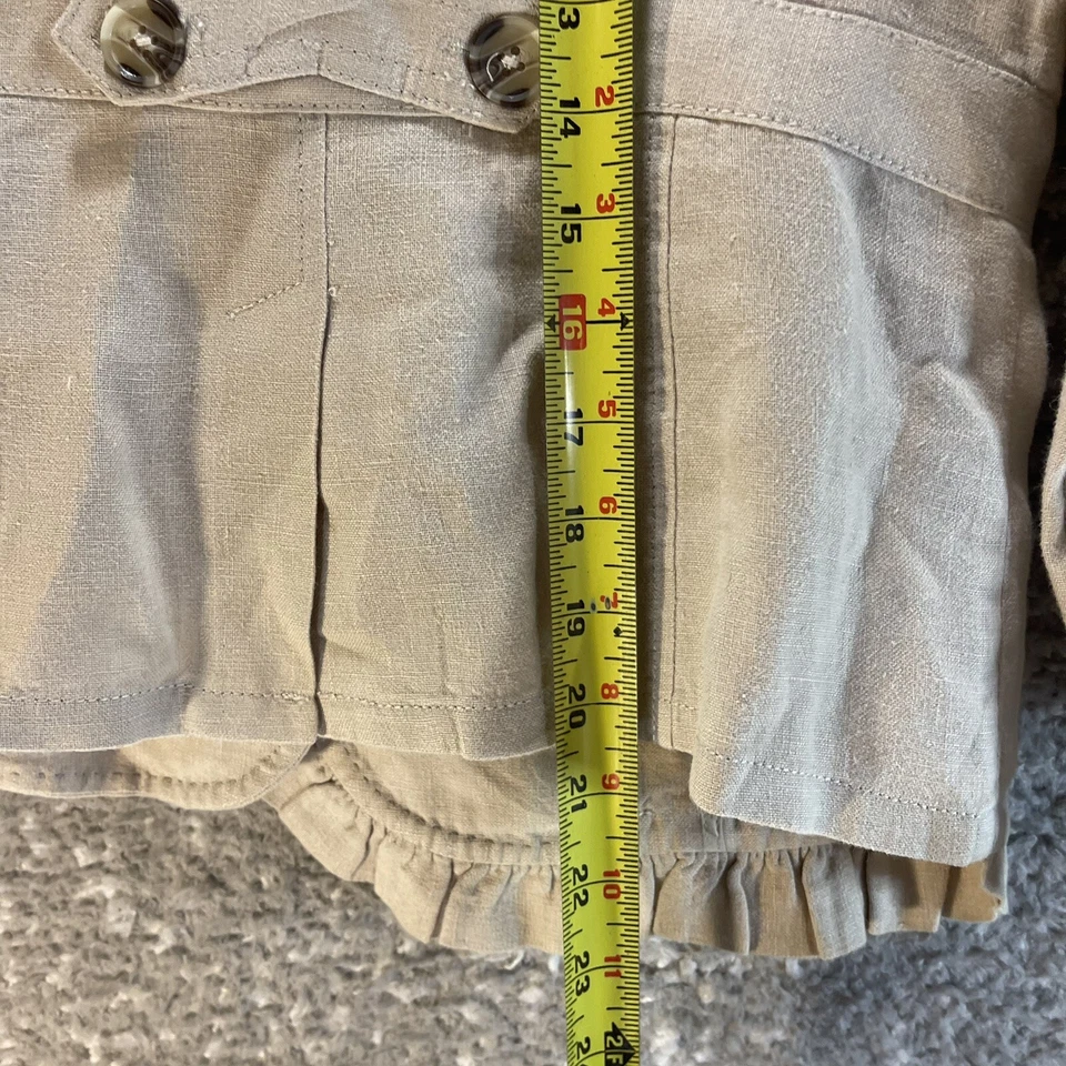 Chaqueta Blazer Hei Hei Anthropologie Para Mujer Marrón Tostado Lino Landmarks Talla 4 Foto 4 de 4