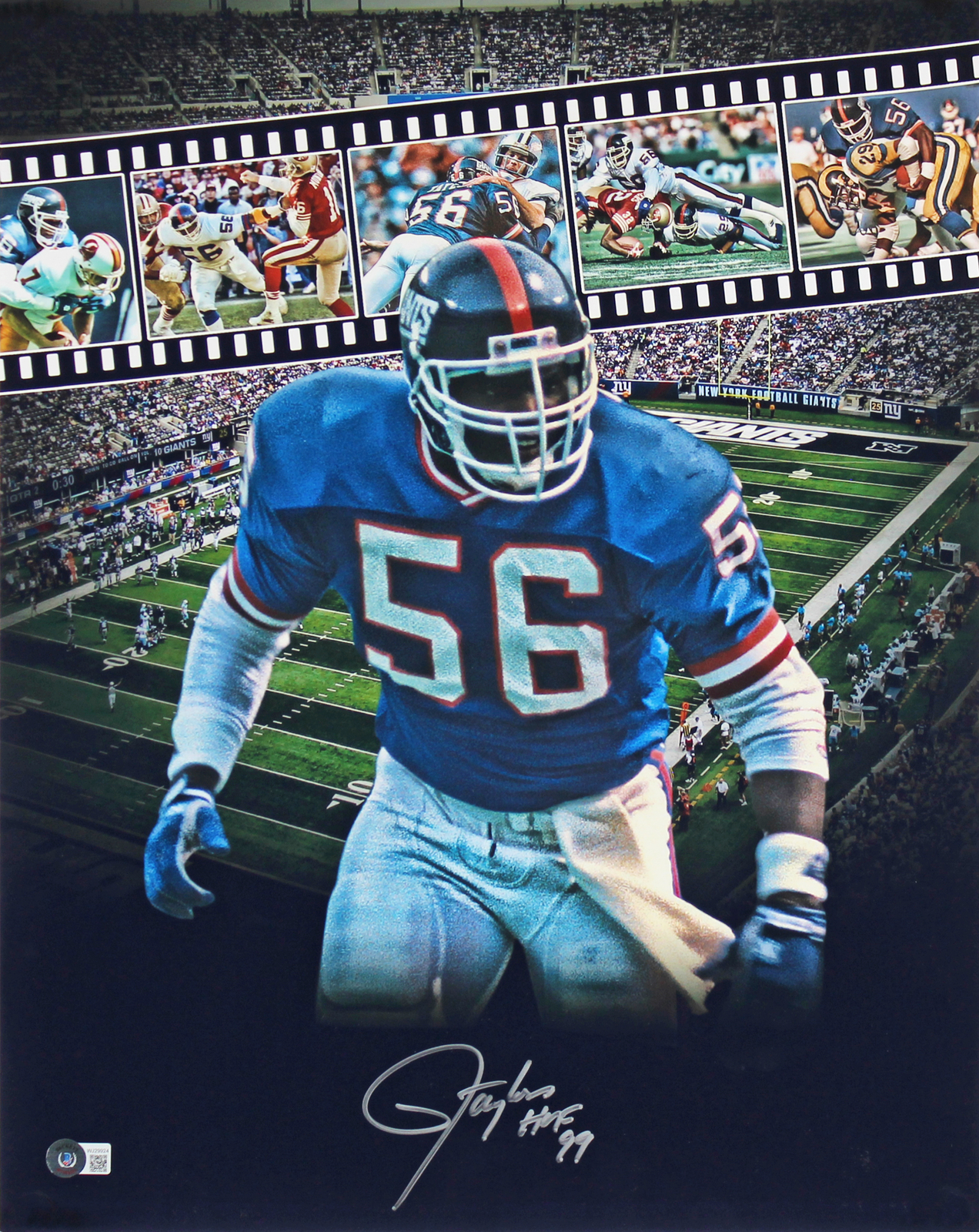 Lawrence Taylor- Autographed Signed Giants "HOF 99" Authentic 16X20 Edit Collage Photo Beckett W 
