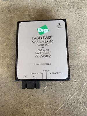 DIGI FAST TWIST CONVERTER MODEL MIL 180 100 BASE FX/TX