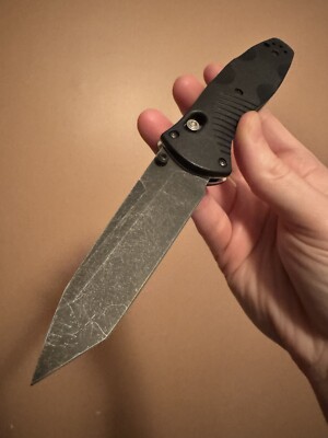 Benchmade Barrage Tanto 583 Customized Folding Knife Steel Flame Koi Clip RARE