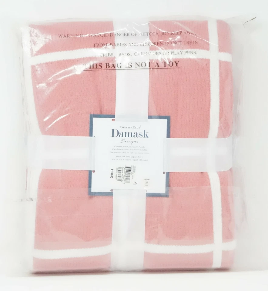 Charter Club Damask Reversible Windowpane 50" x 60" Cotton Blend Throw Blanket - Image 3 of 3