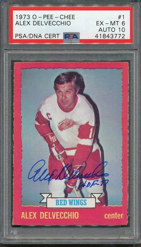1973/74 O-Pee-Chee #1 Alex Delvecchio PSA/DNA Certified Authentic Signed *3772