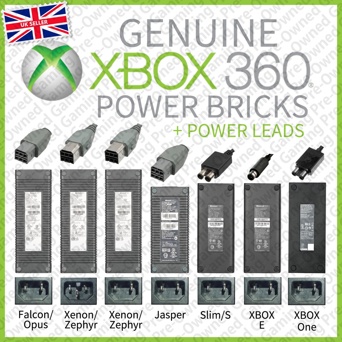 Genuine MICROSOFT XBOX 360 CONSOLE POWER SUPPLY BRICK's - 7 Types