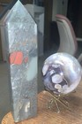 Healing Crystal Lot-African Bloodstone Tower+Black Flower Agate Sphere — photo 2