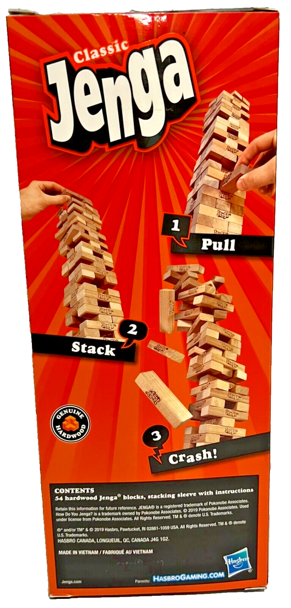 Hasbro Gaming Jenga Classic Game with Genuine Hardwood Blocks,Stacking  Tower Gam