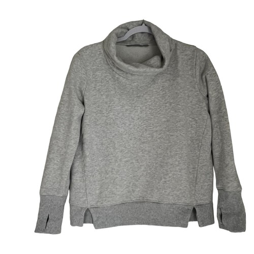 Athleta Womens M Funnel Neck Sweatshirt Pullover Gray Thumbhole Athletic