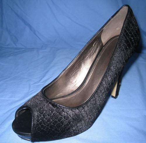 CIRCA JOAN DAVID Livia Peep Toe VELVET Pump Heel Shoe Women's 8.5 - Picture 2 of 3