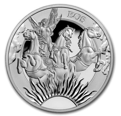 2023 St. Helena 1 oz Silver Goddesses Eos and Chariot BU in