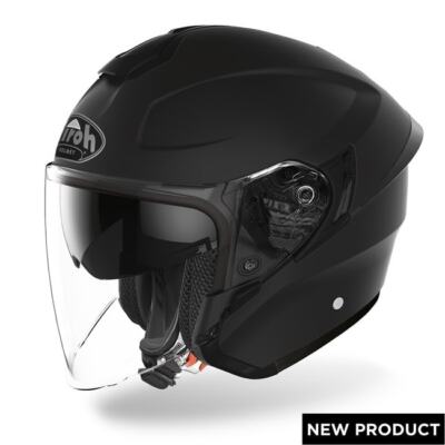 Helm Jet Faser Motorrad Airoh H-20 Schwarz Matt Visier Lang Touring
