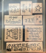 Stampin' Up 2001 CONGRATULATIONS, 9 pc RUBBER INK WOOD-MOUNTED STAMP SET