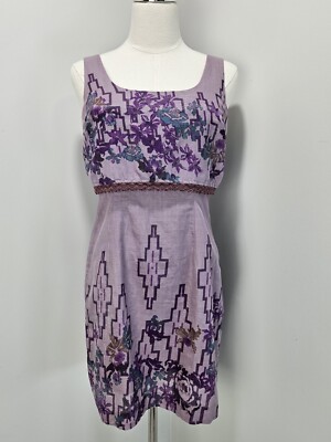 free people lilac mini dress Free People Womens Mini Dress 6 Metallic Shimmer Lilac Floral Crochet Details