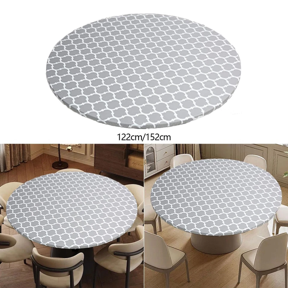 Vinyl Terrassentisch Abdeckung mit elastischer Kante Auslaufsicher Rund Wasserdicht Tisch - Bild 1 von 1