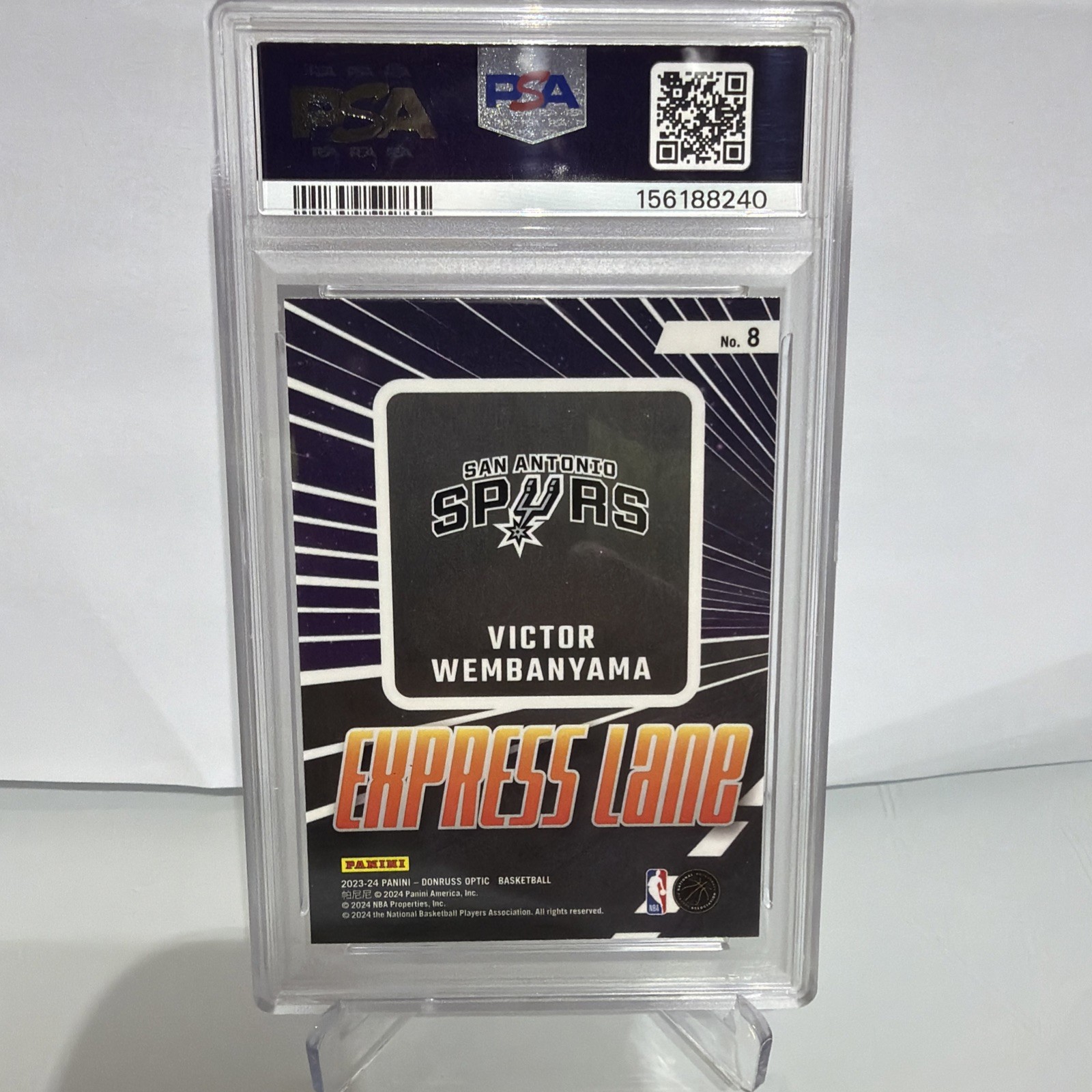 2023-24 Panini Donruss Optic - Express Lane Victor Wembanyama #8 (RC) PSA 10 view 2