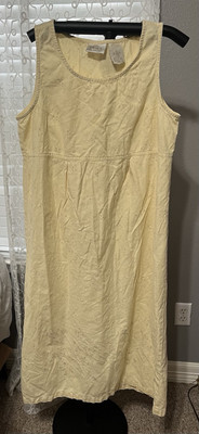 Erika Collection XL Linen/Cotton Dress Pale Yellow And Purple Dress