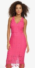 Siena Women's Eyelet-Lace Tasseled-Hem a-Line Dress - Pink - SZ 4 New