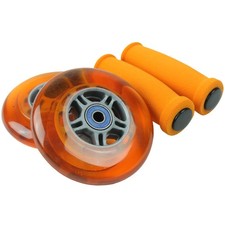Replacement Razor Scooter Wheels, Abec 7 Bearings, Handle Bar Grips Orange/O...