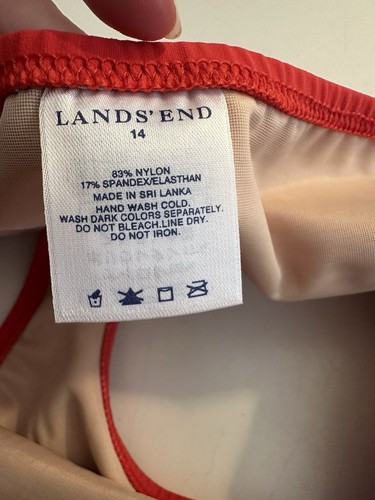 Traje de baño LANDS END pantalones de bikini rojo cintura alta media tiro calzoncillos #398266 talla 14 - Imagen 5 de 8