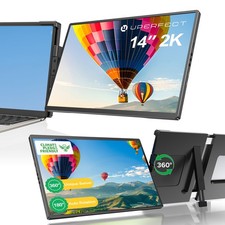 14" 2K QHD Portable Monitor Extender Screen For 13-16" Laptops w/ 180 Rotation