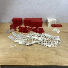 VTG American Bricks 600+ Plastic Red Pieces White Doors Windows Garage Door