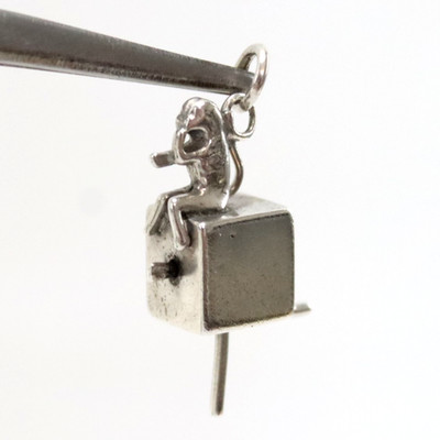 Vintage Sterlingsilber ORGAN MÜHLE AFFE CHARM Gelenk Bleistift Topper