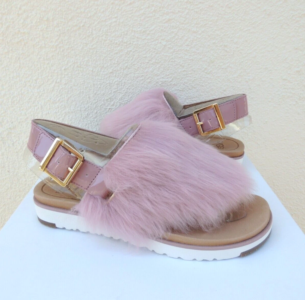 SANDALI UGG HOLLY ROSA ALBA PELLE DI PECORA PELLE STAMPATA US 6 5 EUR 37 5 ~NUOVI CON SCATOLA