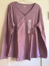 Duluth Trading Maker’s Studio Algodón Costilla Slub Henley Talla XXL (22-24) Lavanda Nuevo