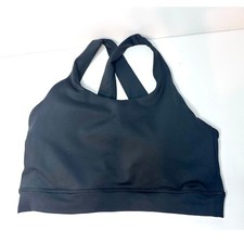 Salt Project BLACK Ribbed Energy Cross Back Workout Sports Bra Sewn In Pads sz M