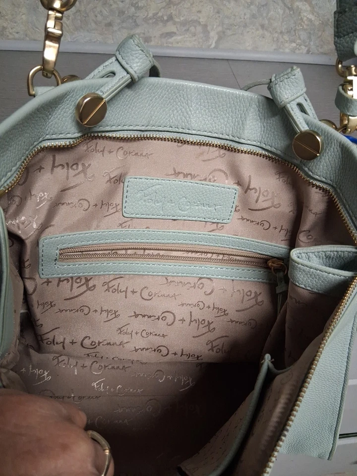 Bolso de hombro de cuero verde espuma de mar FOLY & CORINNA Foto 4 de 4