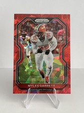 Myles Garrett 2020 Red Cracked Ice Prizm NFL Refractor Card #62 Cleveland Browns