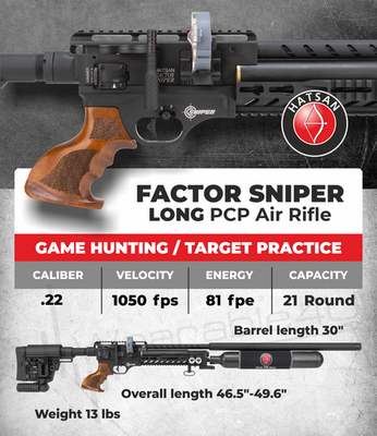 Hatsan Factor Sniper Long .22 Cal PCP Side-Lever Air Rifle