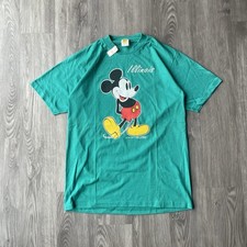 Vintage 70s Mickey Mouse Florida Black T-shirt Single Stitch Velva Sheen Medium
