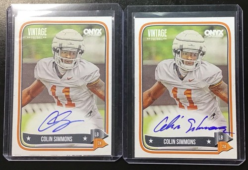 đŸ”¥COLIN SIMMONS 2024 Onyx Vintage On Card Auto Lot Of 2 Both Versions Longhorns