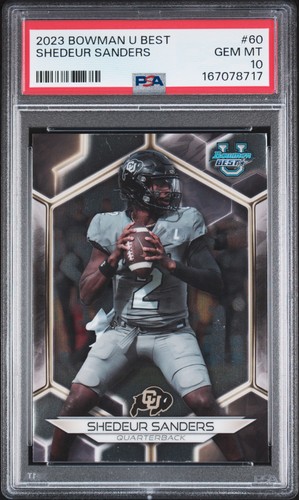 167078717 Shedeur Sanders 2023 Bowman University Best #60 PSA 10