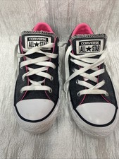 Converse All Star Girls Grey Pink Size 2 Junior Kid Child Low Top