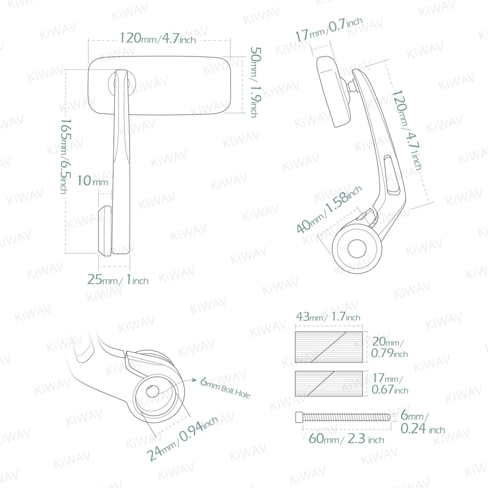Bar end mirrors Classic black fits 1" hollow bar ID 17-24mm fits Honda VT VTX VF - Image 2 of 4
