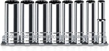 1/4 Inch Drive Socket Set - 8 Piece Metric 12-Point Deep 1/4-12PT-8PC