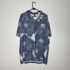 Adidas Golf Performance Polo Shirt Size XL Blue White Mesh Flower Camo New