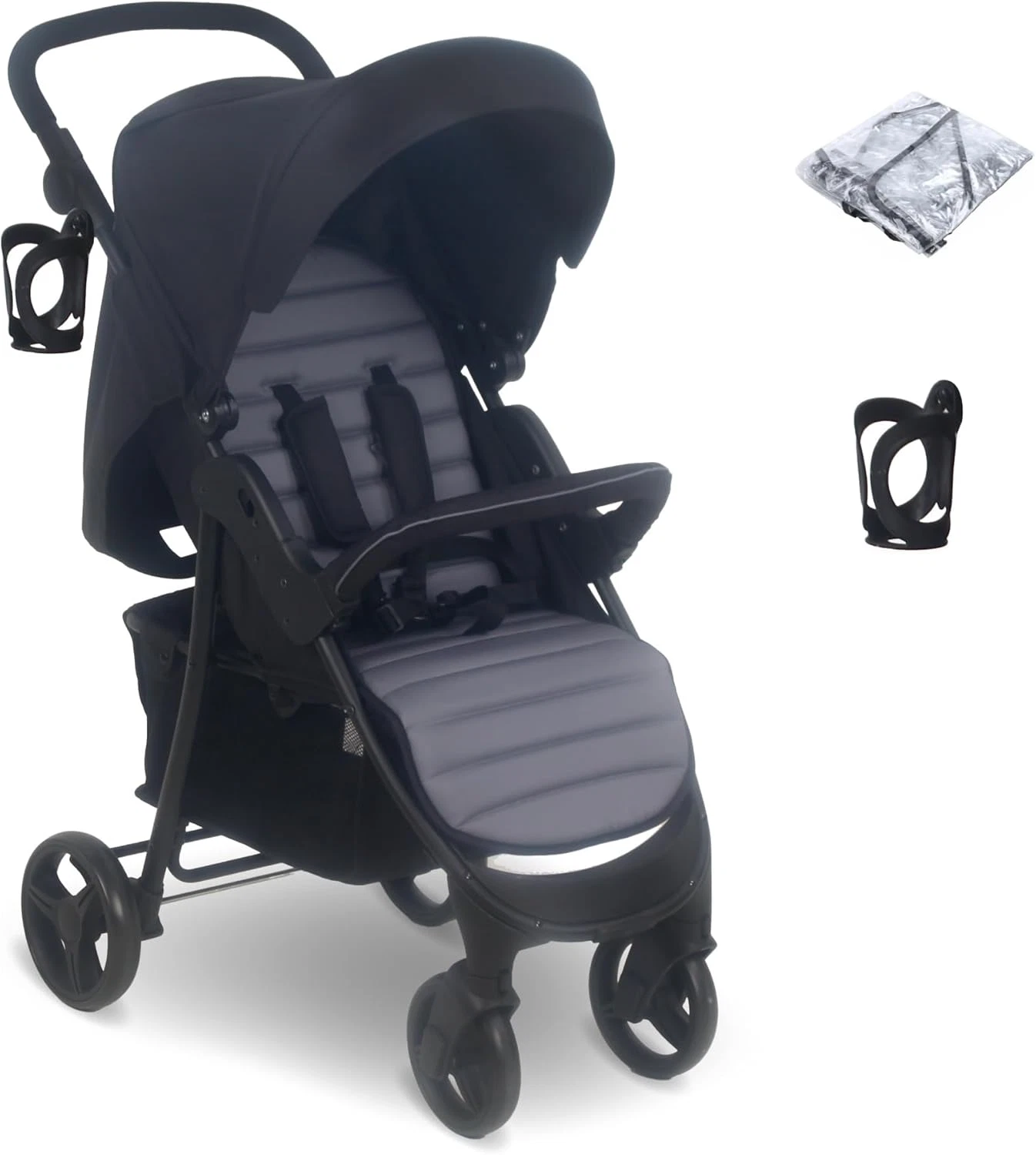 22kg Baby Pushchair Lightweight Stroller Compact Fold Recline Rain Cover