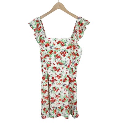 NWT Francesca's Blue Rain White Floral Print Cotton Mini Dress Size Large