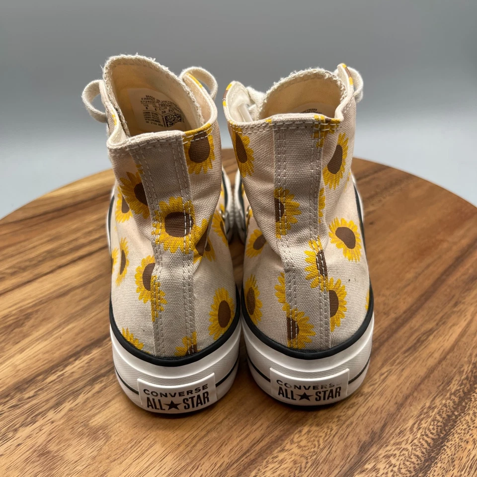 Converse Chuck Taylor All Star Lift Hi Shoes Womens 8 Beige Sunflower Casual - Image 4 of 4