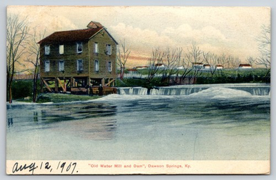 #ad Dawson Springs Kentucky Ladies at Old Water Mill amp; Dam Houses on Hill 1907 PC $14.00